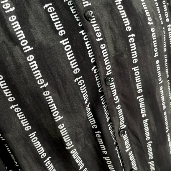 Homme + Femme NEW Striped Logo Camp Shirt Mens Sz S Black White Short Sleeve - Picture 3 of 7